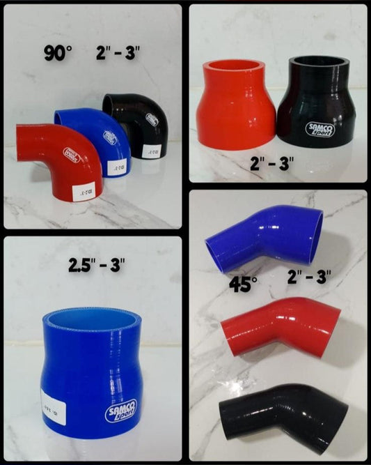Gomas Reductoras de Silicon – Codos y Rectos | 45° / 90° | 2" a 3" | 2,5" a 3"